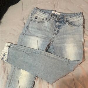 KanCan Light Blue Cropped Distressed Jeans